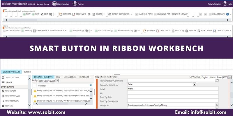 Smart Button in Ribbon Workbench for D365 Unified Interface in Soluzione